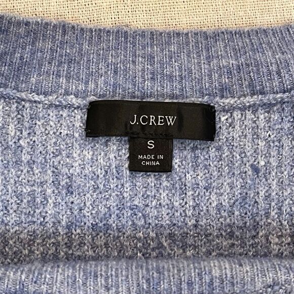J. Crew | Light Blue Waffle Knit Wool & Alpaca Blend Crewneck Sweater - Small - Picture 6 of 9
